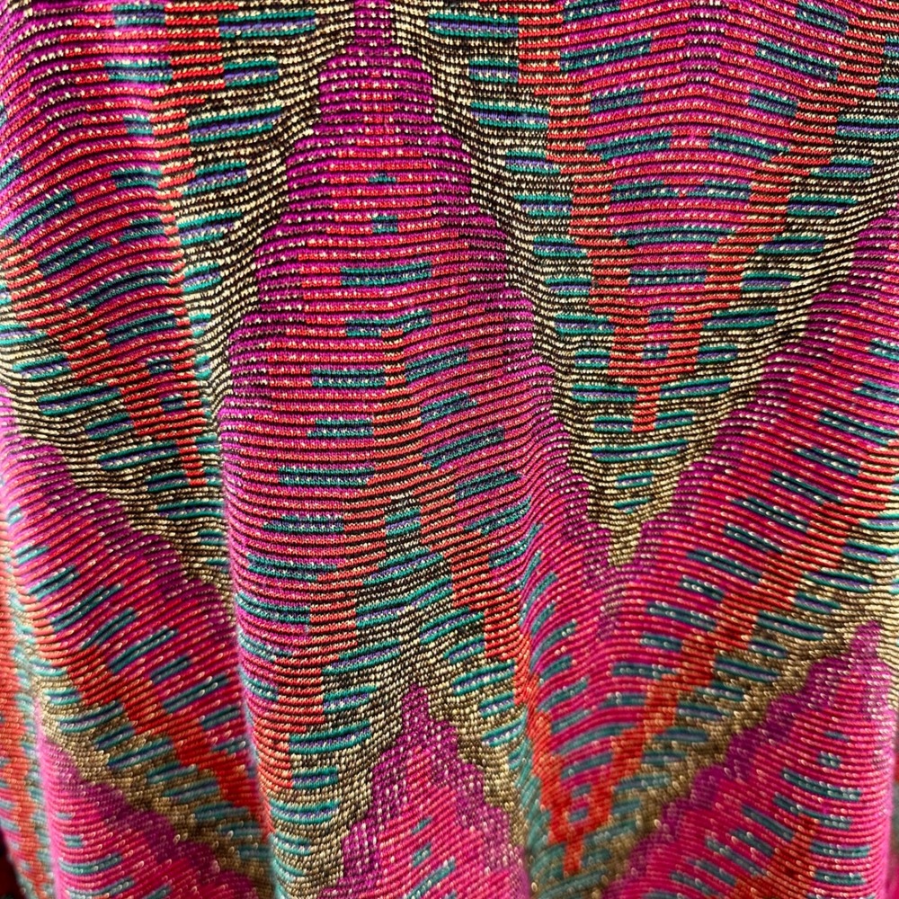 Metallic Vintage 80s 90s Chevron Knit Tunic Top Pink Sparkle 3X Holiday Glam - Picture 14 of 17